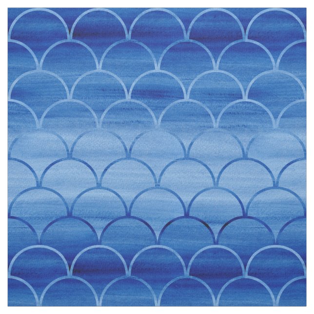 Tissu Obscurité au motif bleu-clair d'échelle (Échantillon)