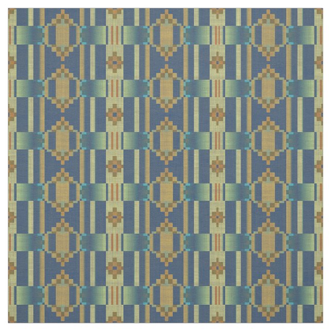 Tissu Ocre Jaune Orange Turquoise Bleu Vert Éthique (Échantillon)