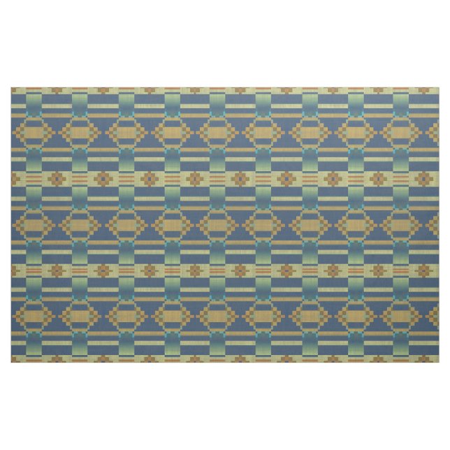 Tissu Ocre Jaune Orange Turquoise Bleu Vert Éthique (Fat Quarter)