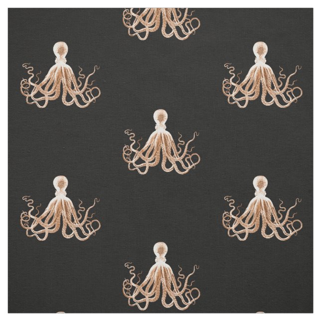 Tissu Octopus nautique noir (Échantillon)