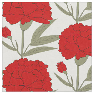 Tissu Oeillets rouges