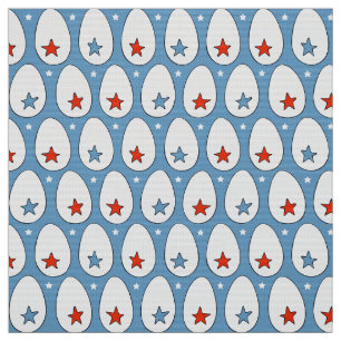 Tissu Oeufs de poulet Rouge Blanc Bleu Étoiles Motif de
