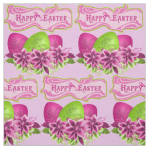 Tissu Oeufs Et Fleurs De Pâques Joyeux Pâques 4,5"