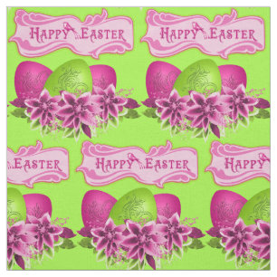 Tissu Oeufs Et Fleurs De Pâques Joyeux Pâques 4,5"