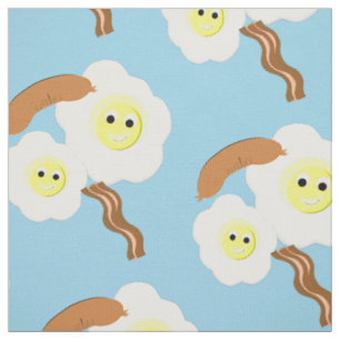 Tissu Oeufs frits Nouveautés Saucisse Bacon Amusant Impr