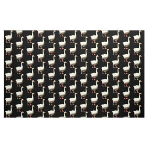 Tissu Oie blanche - Noir