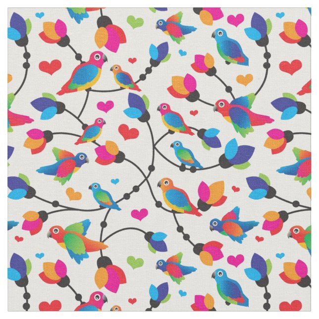 Tissu oiseau coloré mignon de perroquet (Fermer)