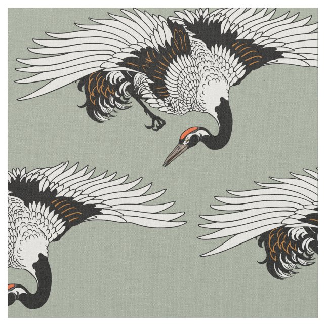 Tissu oiseau de grue japonais (Fermer)