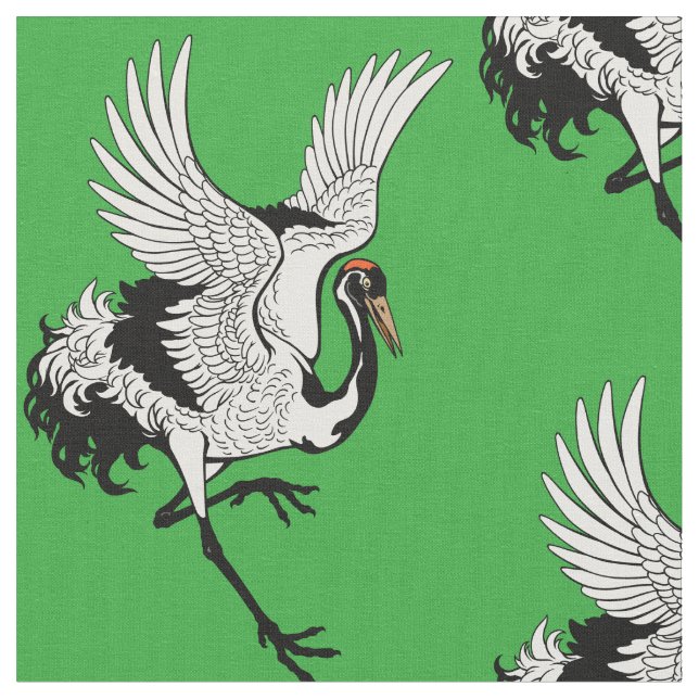 Tissu Oiseau de grue japonais (Fermer)