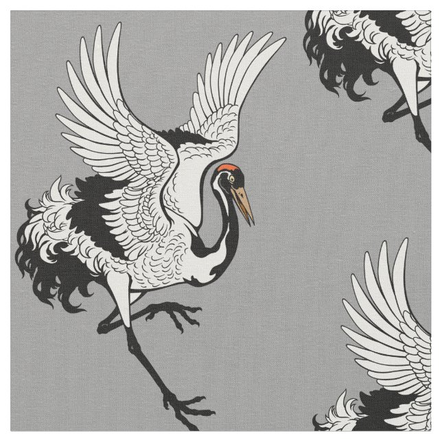 Tissu Oiseau de grue japonais (Fermer)