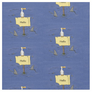 Tissu Oiseau de mer amusant entouré de dessins animés de