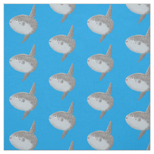 Tissu Oiseau de mer mola mola mignonne caricature