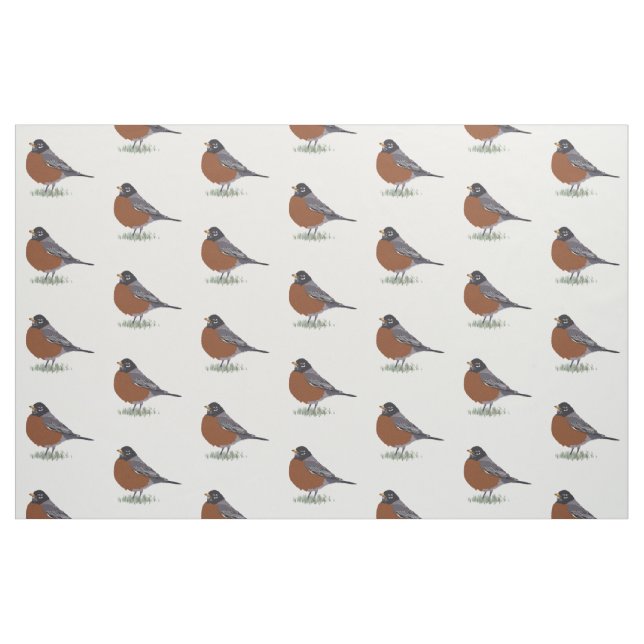 Tissu Oiseau dessiné par Digital rouge de Robin (Fat Quarter)