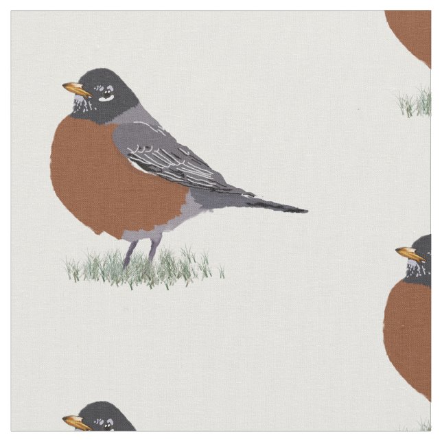 Tissu Oiseau dessiné par Digital rouge de Robin (Fermer)