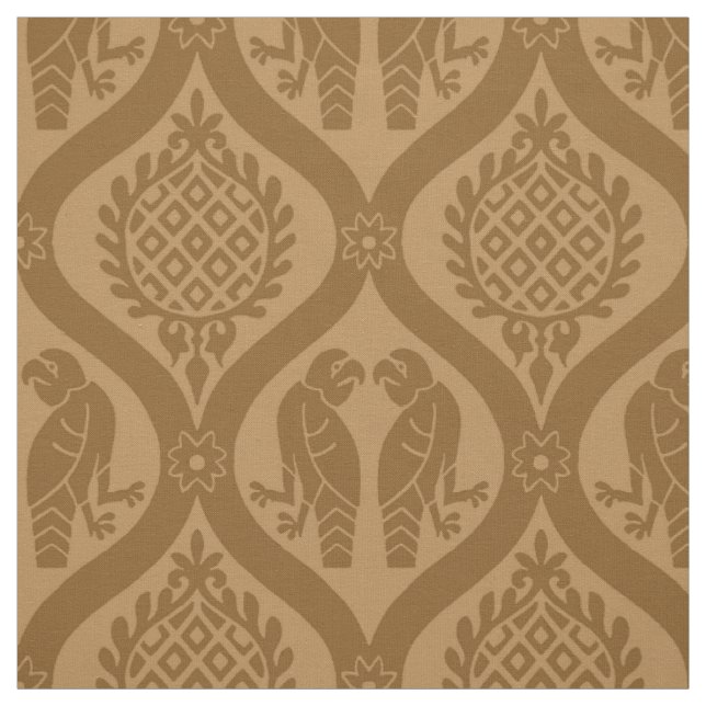 Tissu Oiseau et grenade, Caramel brûlé (Échantillon)