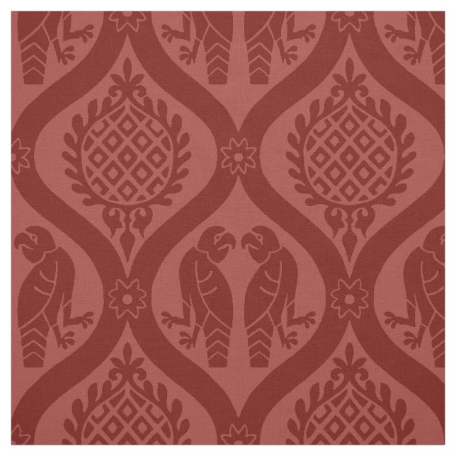 Tissu Oiseau et grenade, rouge brique (Échantillon)