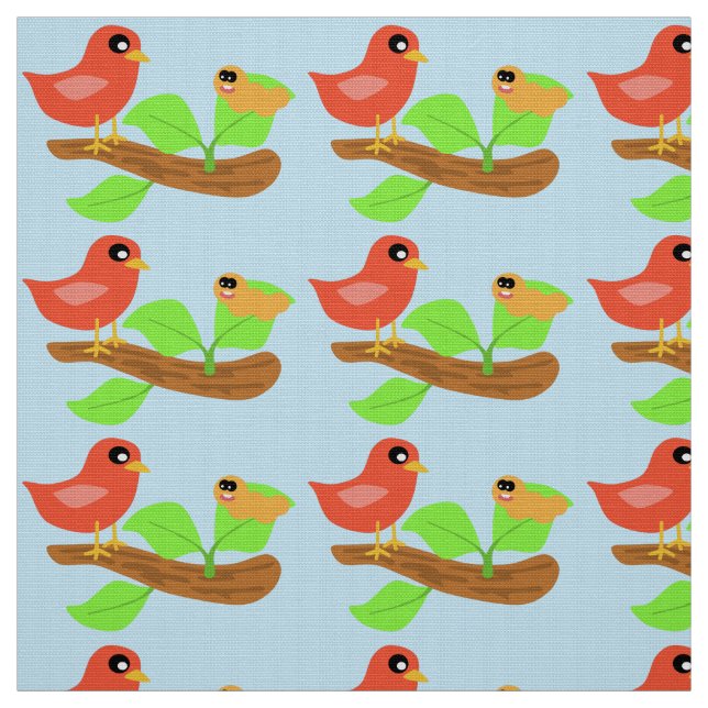 Tissu Oiseau et ver tôt (Échantillon)