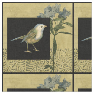 Tissu Oiseau sur l'arrière - plan noir et vintage