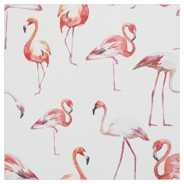 Tissu Oiseau tropical de motif de flamant d'aquarelle (Échantillon)