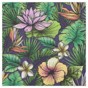 Tissu Oiseau tropical du feuillage paradisiaque