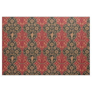 Tissu Oiseau vintage En Vin Floral Motif