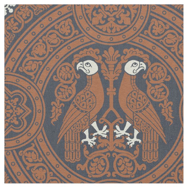 Tissu Oiseaux byzantins Brown à la cannelle (Fermer)