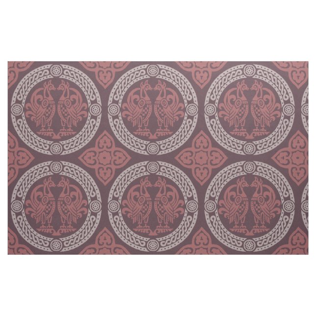 Tissu Oiseaux byzantins, Rouge canneberge (Fat Quarter)