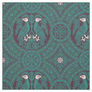 Tissu Oiseaux byzantins turquoises et foncés violets