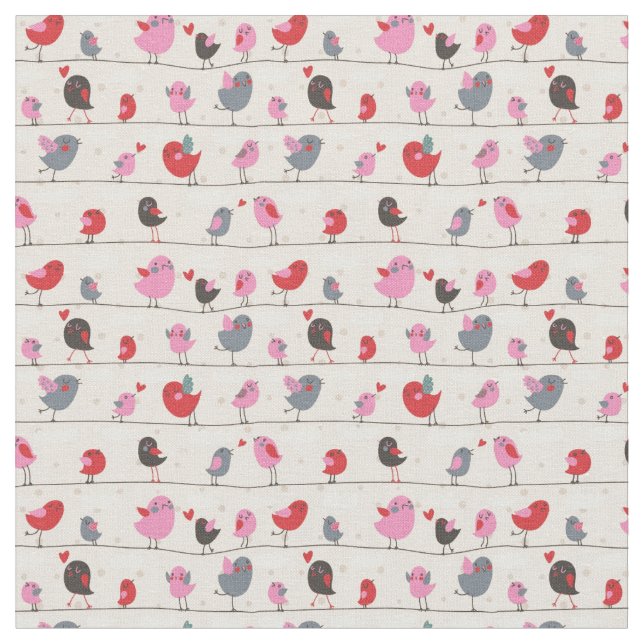 Tissu Oiseaux dans l'amour (Fermer)