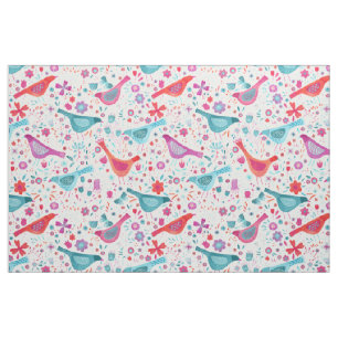 Tissu Oiseaux dans un jardin Boho Aquarelle moderne