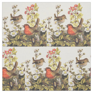 Tissu Oiseaux de printemps Robin Oiseaux rouges