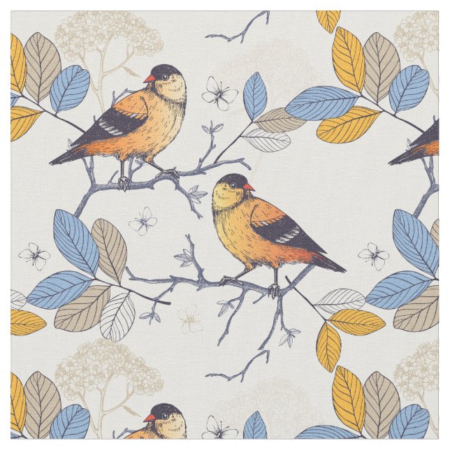 Tissu Oiseaux de ressort (Fermer)