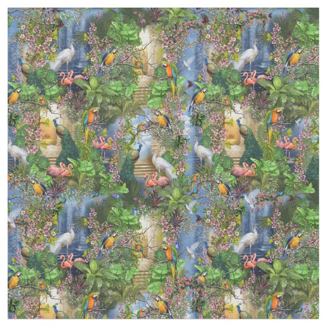 Tissu Oiseaux du Paradis Conception répétée (Fermer)