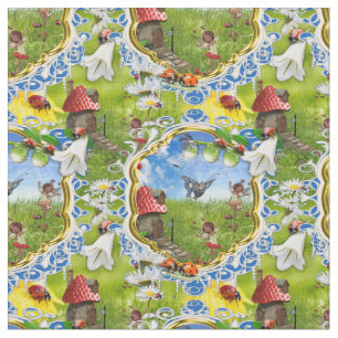 TISSU OISEAUX-ÉCHES ET BOUTEILLES