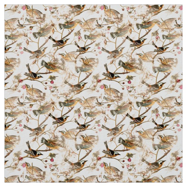 Tissu Oiseaux et branches (Échantillon)