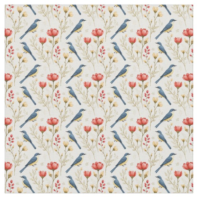 Tissu Oiseaux et fleurs (Fermer)