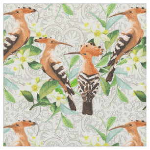 Tissu Oiseaux exotiques sur la dentelle