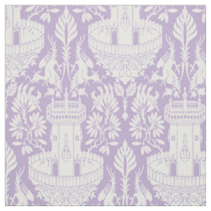Tissu Oiseaux médiévaux et fontaines