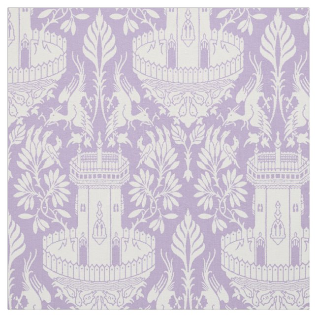 Tissu Oiseaux médiévaux et fontaines (Échantillon)