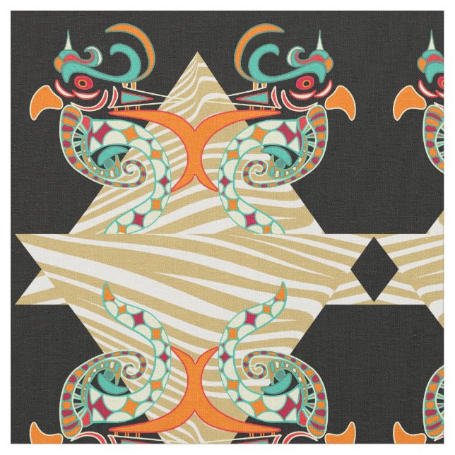 Tissu oiseaux ornementaux et zèbre (Fermer)