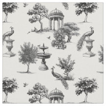 oiseaux paon de jardin exotique Toile de jouy 