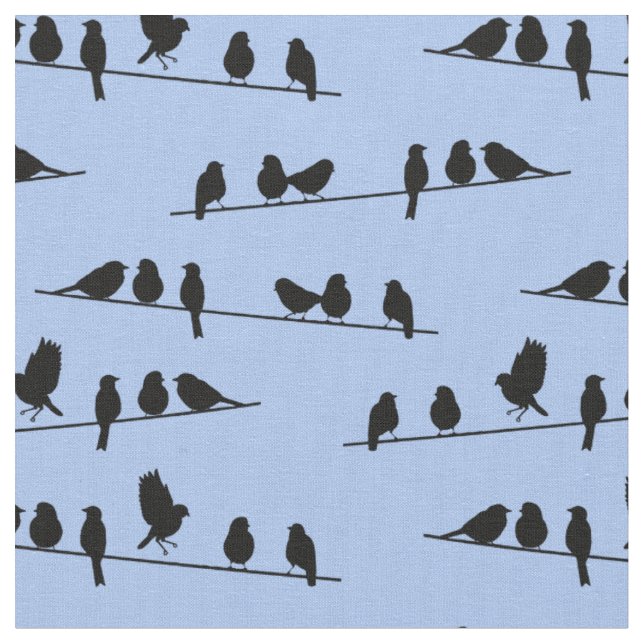 Tissu Oiseaux sur fil (Fermer)