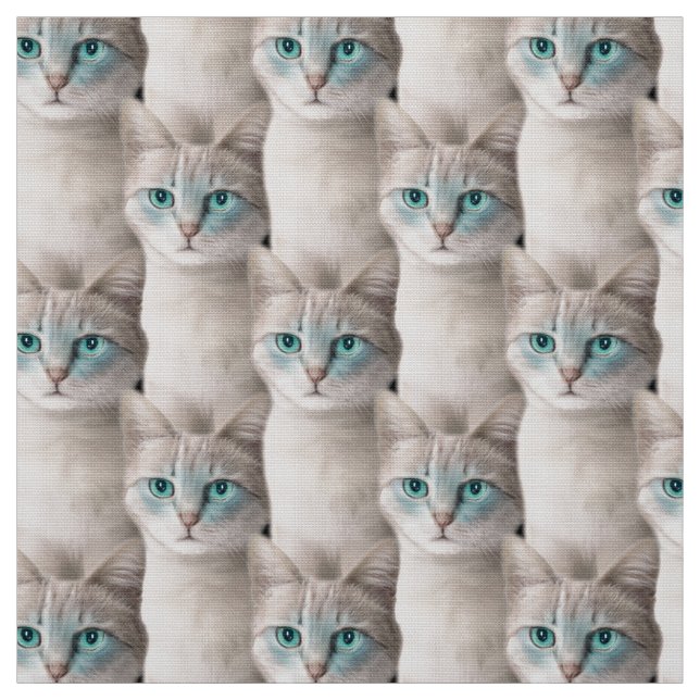 Tissu Ojos Azules Cat Motif (Échantillon)