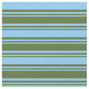 Tissu Olive foncé vert et ciel clair bleu rayures color