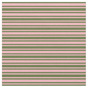 Tissu Olive foncé vert et lignes rose clair