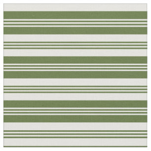 Tissu Olive foncé vert et Motif blanc