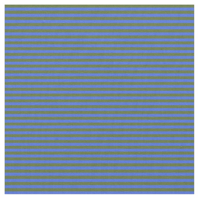 Tissu Olive foncé Vert & Royal Bleu Motif rayé (Fermer)