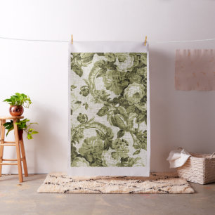 Tissu Olive Green Botanique Floral Toile No.5