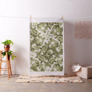Tissu Olive Green Botanique Floral Toile No.5