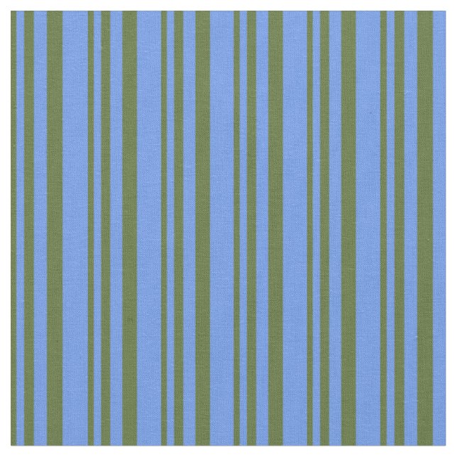 Tissu Olive vert foncé et Motif bleu Cornflower (Fermer)